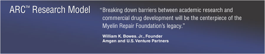 ARC™ Research Model — “Myelin Repair Foundation may have the formula to revolutionize how medical research gets done.” Stephen Sener, M.D. Past-President • American Cancer Society (’04 – ’05)